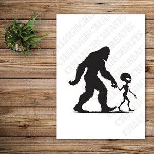 *2 for $20* Sasquatch And Alien Vinyl Decal Sticker Handcrafted